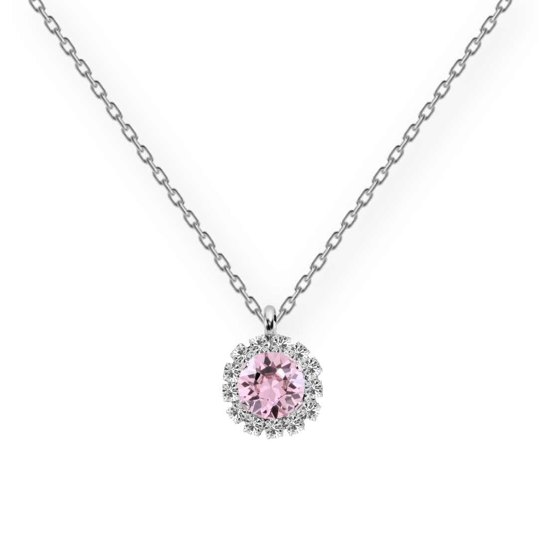 Grezna sudraba antialerģiska kaklarota ar gaiši lillā kristālu ķēdītē