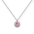 Grezna sudraba antialerģiska kaklarota ar gaiši rozā kristālu ķēdītē