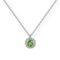 Grezna sudraba antialerģiska kaklarota ar gaiši zaļu kristālu ķēdītē
