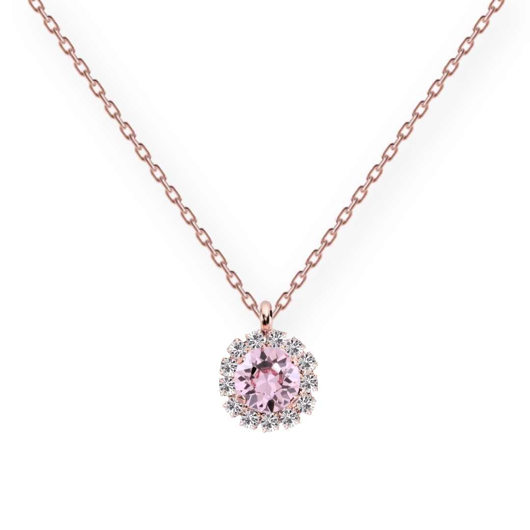 Grezna apzeltīta antialerģiska kaklarota ar gaiši lillā kristālu ķēdītē