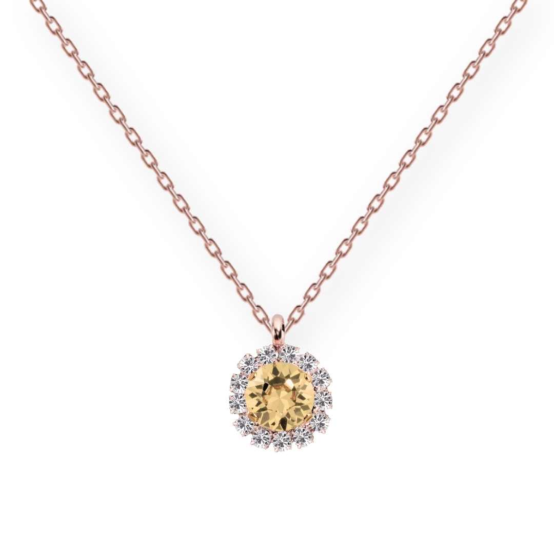 Grezna zelta antialerģiska kaklarota ar dzeltenu kristālu ķēdītē