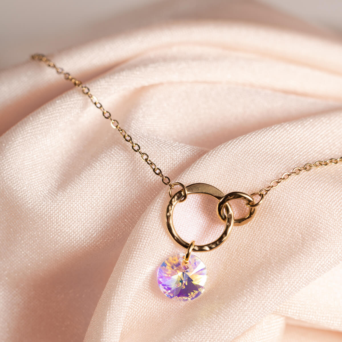 Two-ring necklace, 8mm crystal