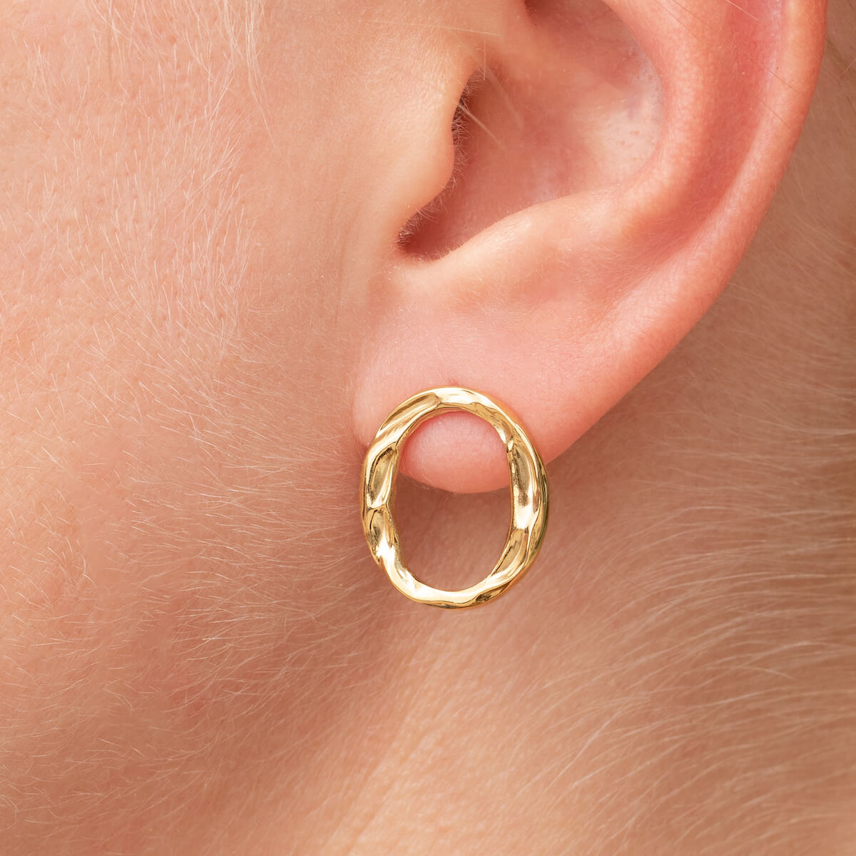 Double hoop stud earrings, 8mm crystal (gold finish only)