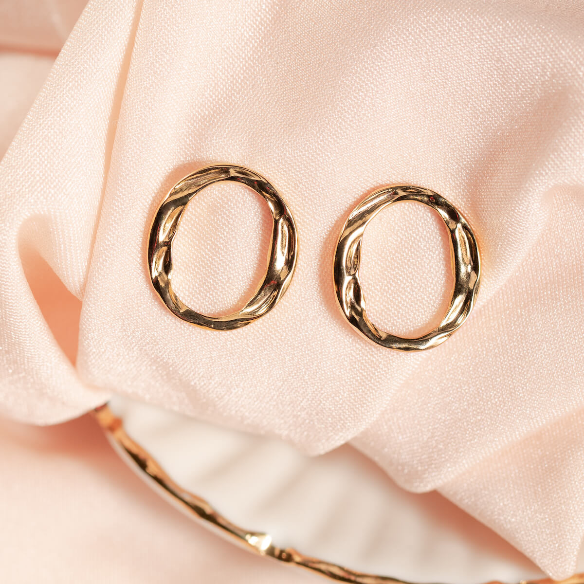 Double hoop stud earrings, 8mm crystal (gold finish only)