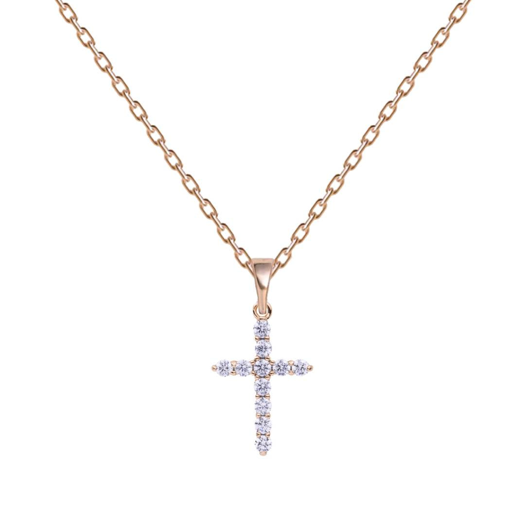 Rose Gold kakla ķēdīte ar kristālu krustiņu Astra