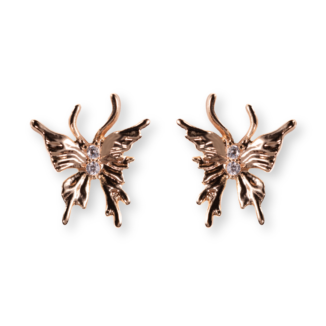 Butterfly stud earrings with crystals
