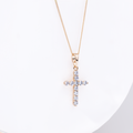 Rose Gold kakla ķēdīte ar kristālu krustiņa kulonu Astra