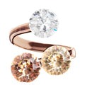 Rosegold gredzens ar bēšīgu, caurspīdīgu un persika krāsā kristālu