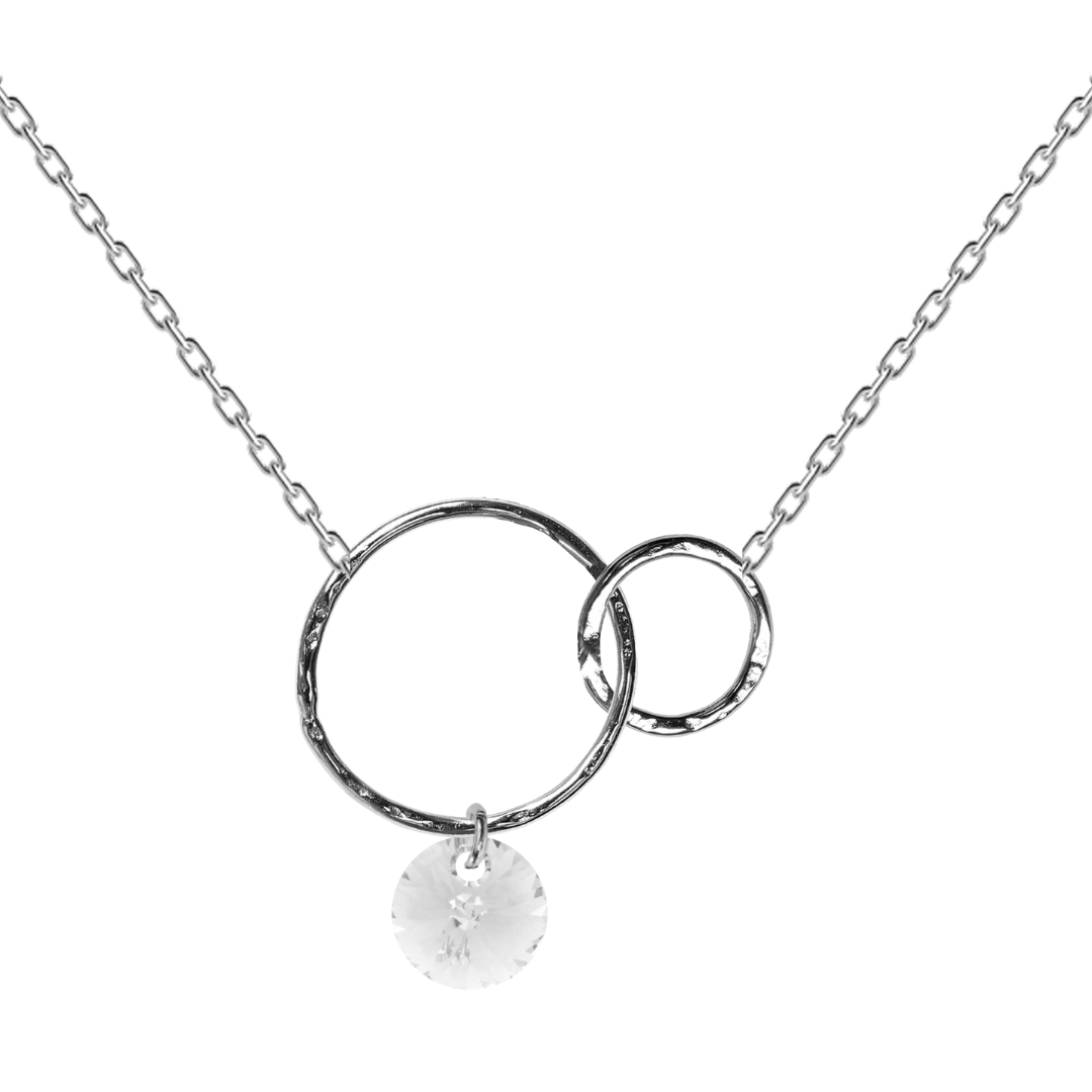 Two-ring necklace, 8mm crystal