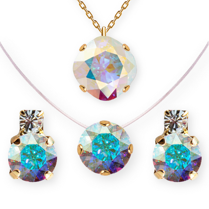 Jewelery set 'two crystal stud earrings and necklace'