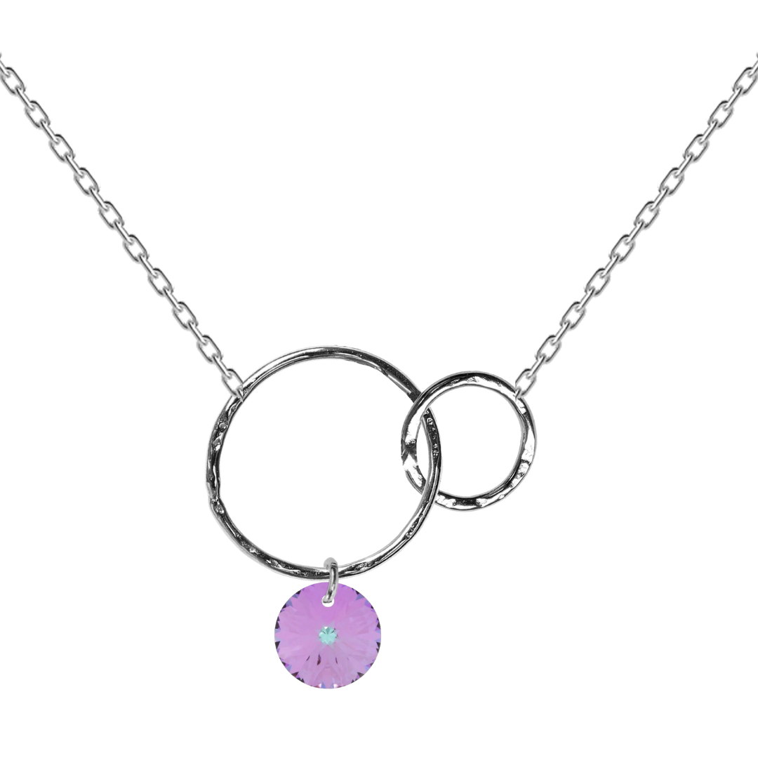 Two-ring necklace, 8mm crystal