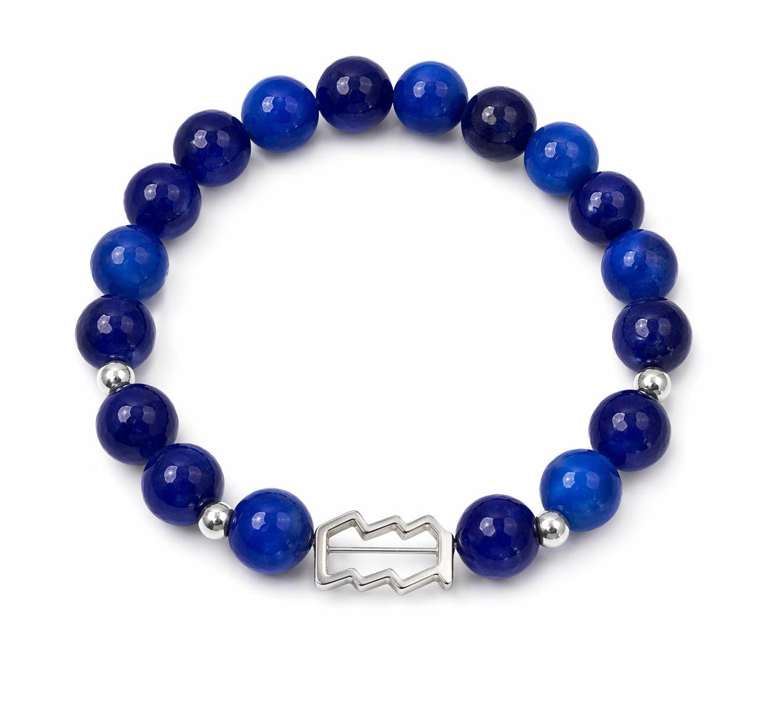 Rokassprādze ar zilo ahātu ir radīta Ūdensvīra brīvdomīgajai un radošajai personībai.