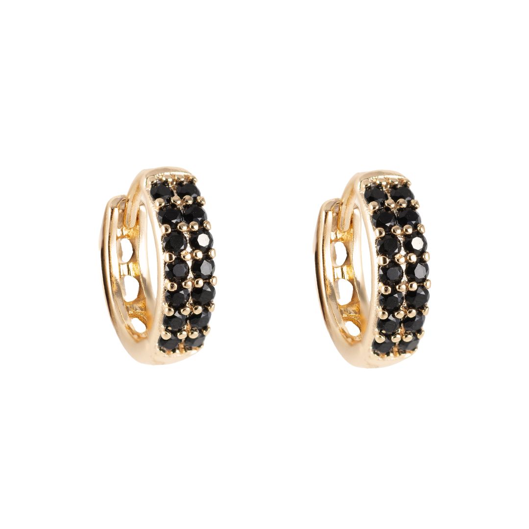 Antialerģiski Riņķīšu auskari ar melniem kristāliem 'MILA'