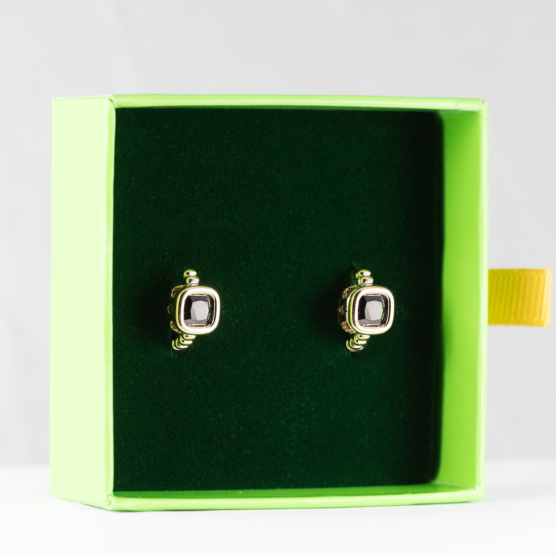 antialerģiski Riņķīšu auskari ar melniem kristāliem 'MICHELLE'