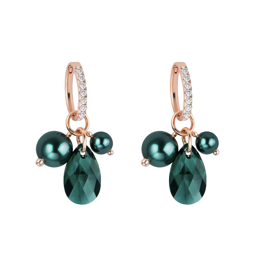 Antialerģiski auskari transformeri ar kristālu kājiņu zaļi