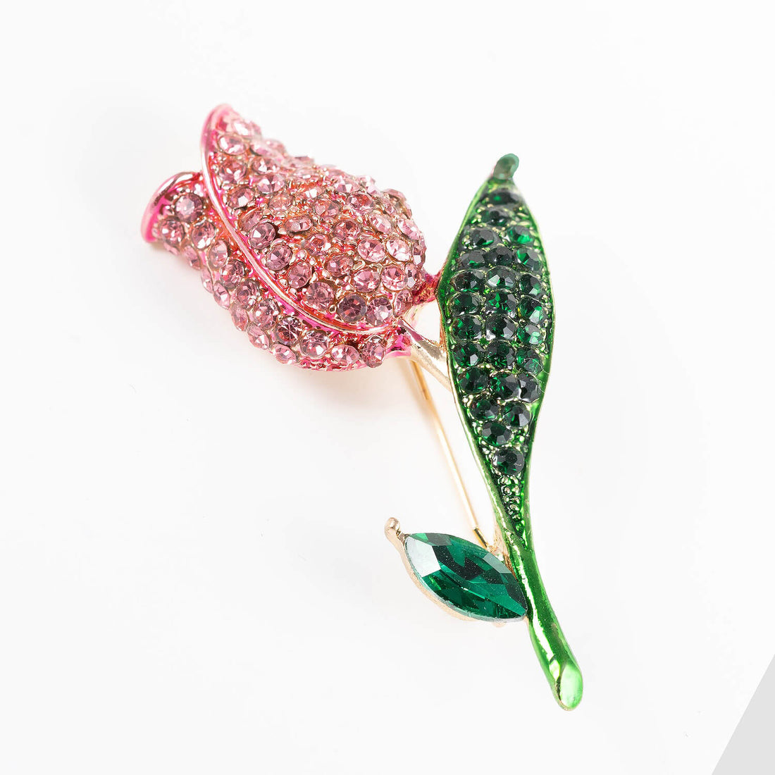 Broša ar rozā tulpes ziedu