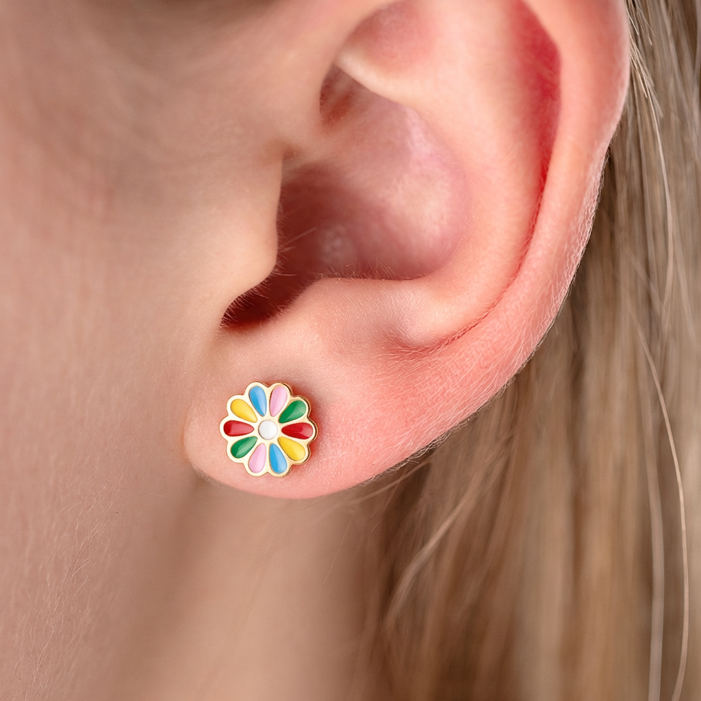 Smalki bērnu auskari zelta apdarē 'RAJA'