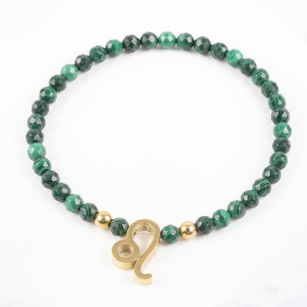 Malahīta akmens rokassprādze ar horoskopu