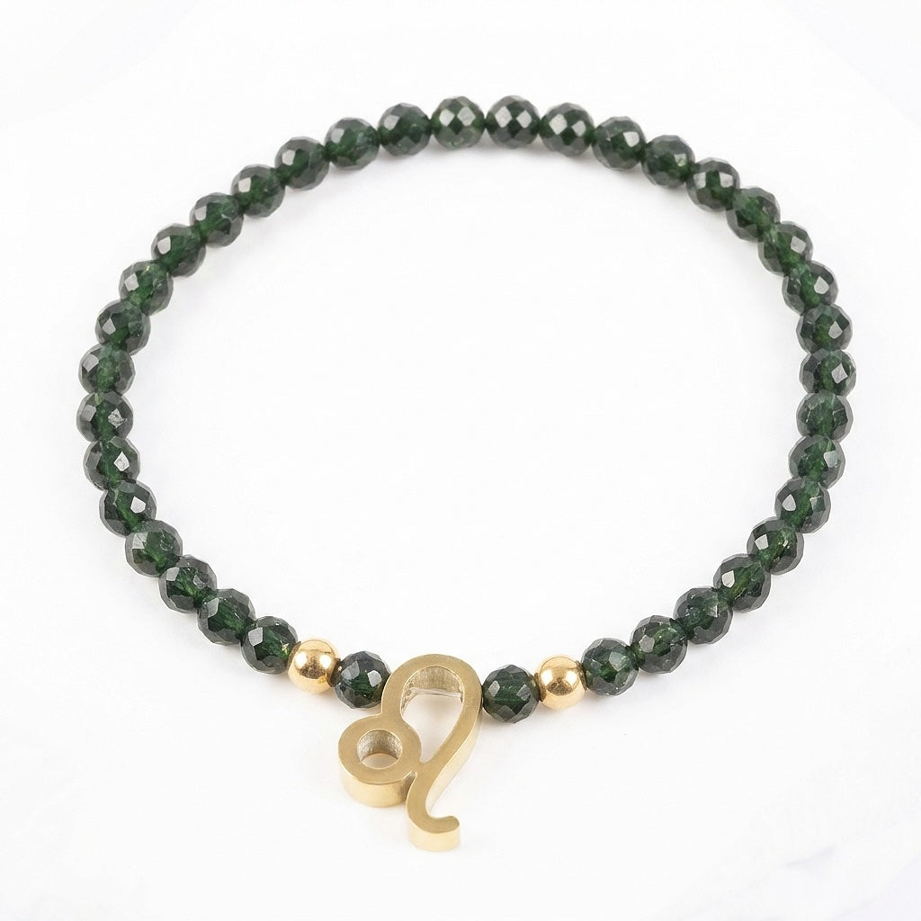 Zaļā ahāta akmens rokassprādze ar horoskopu