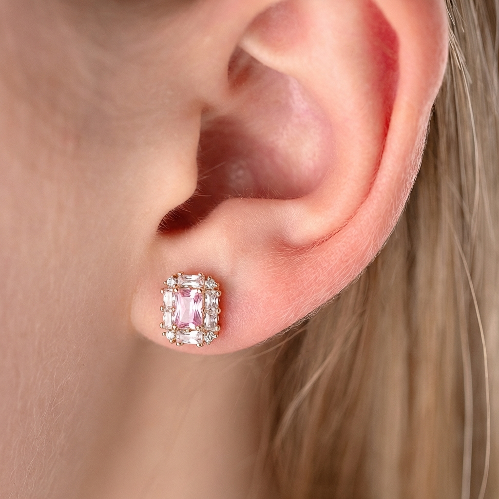 Nagliņauskari ar rozā kristāliem 'MILLICENT'