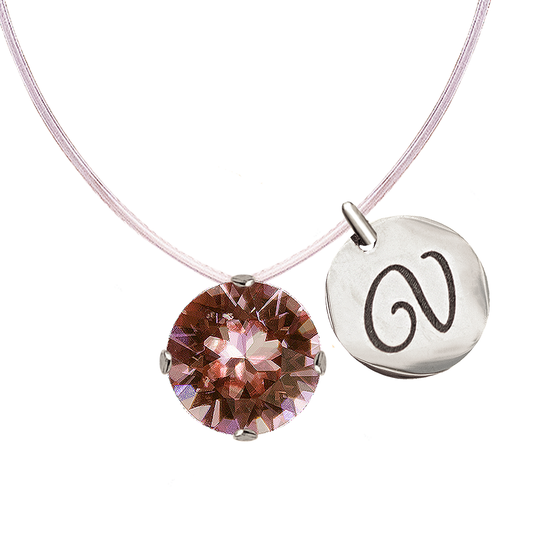 Invisible necklace with personalized letter locket