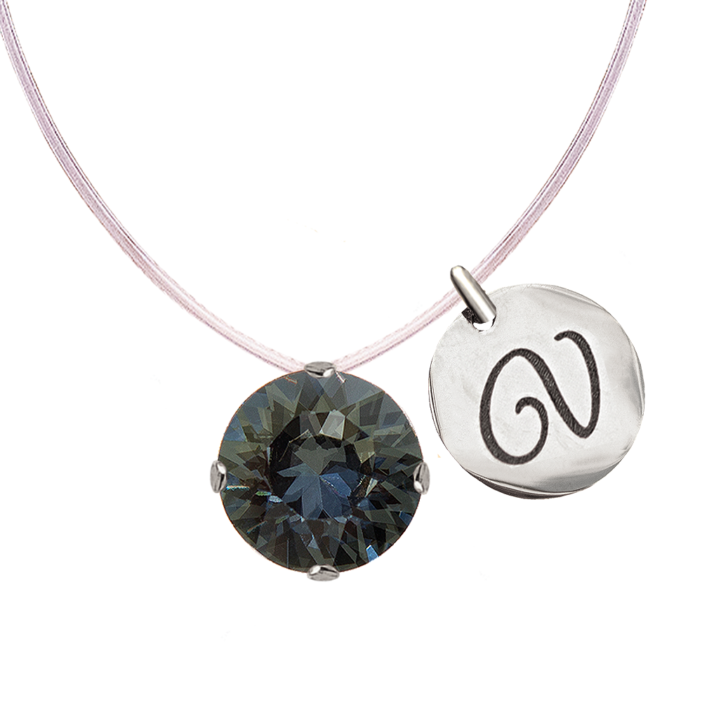 Invisible necklace with personalized letter locket