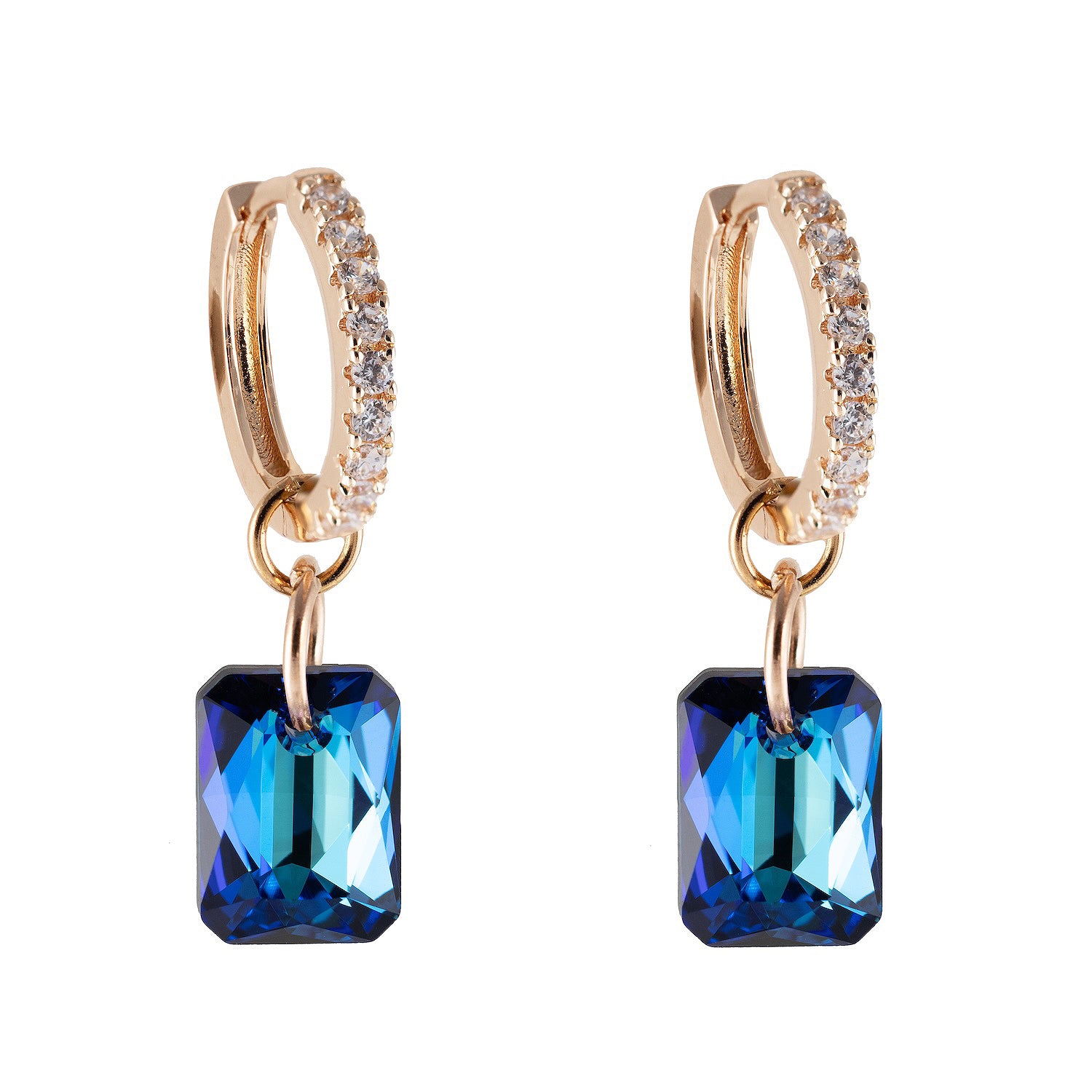 Antialerģiski Taisnstūra auskari transformeri divi vienā koši zili