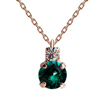 Rosegold Swarovski kaklarota ar emeralda kristālu