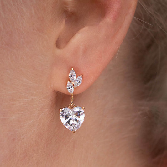 Earrings with crystal leaves