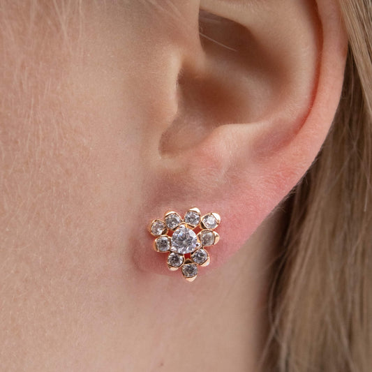 Trīsstūra rosegold nagliņauskari ar maziem kristāliem