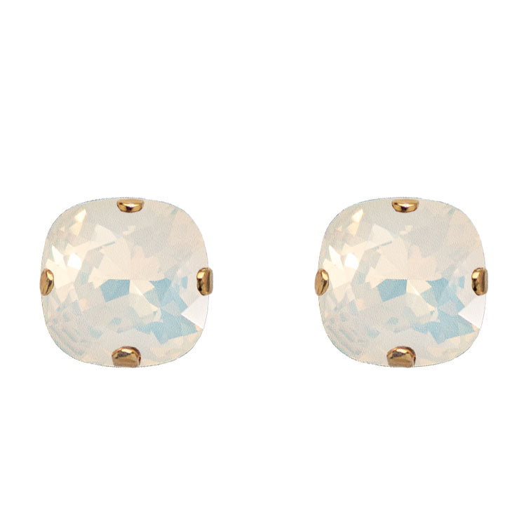 Silver stud earrings, 10mm crystal