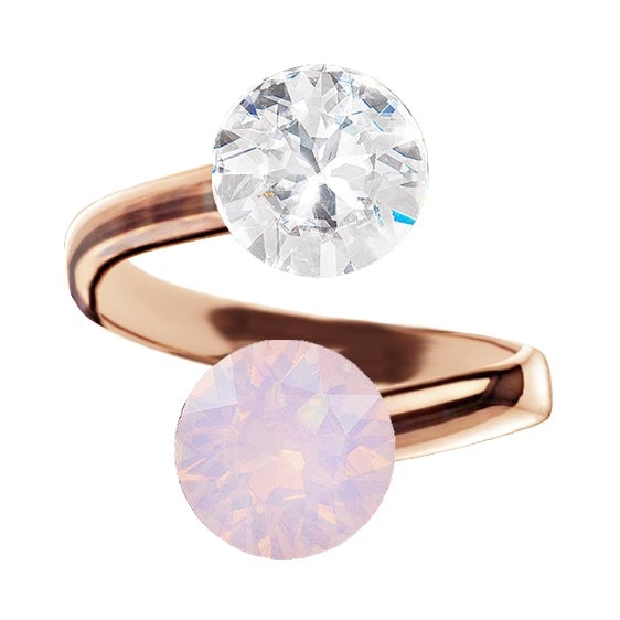 Rosegold  gredzens ar parastu un rozā opāla kristālu