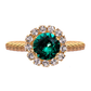 Grezns apzeltīts gredzens ar apaļu emeralda kristālu