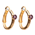 Riņķa Swarovski auskari ar rozganīgi violetiem kristāliem