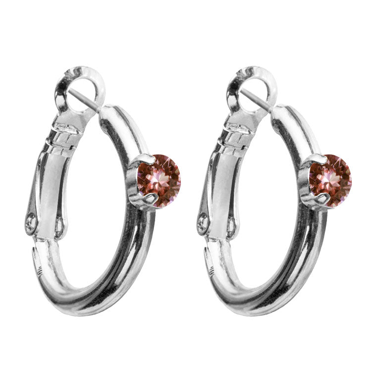 Riņķa Swarovski auskari ar rozganīgi violetiem kristāliem