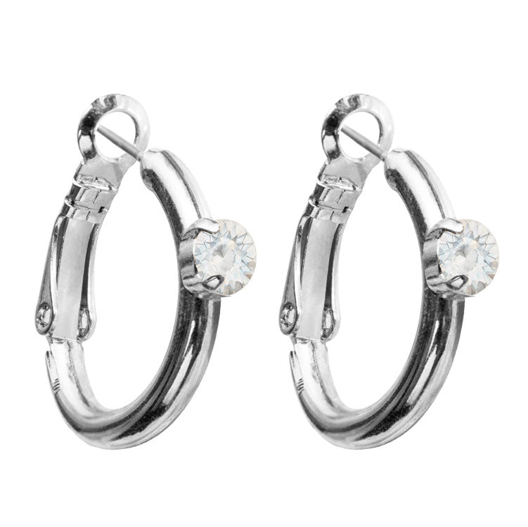 Riņķa Swarovski auskari ar baltā opāla kristāliem