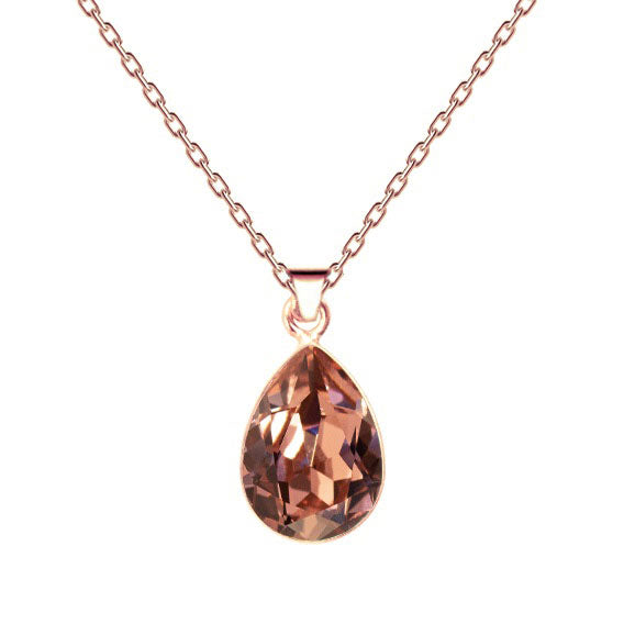 Klasiska Swarovski rosegold lāses kaklarota ar bēšīgi rozā kristālu