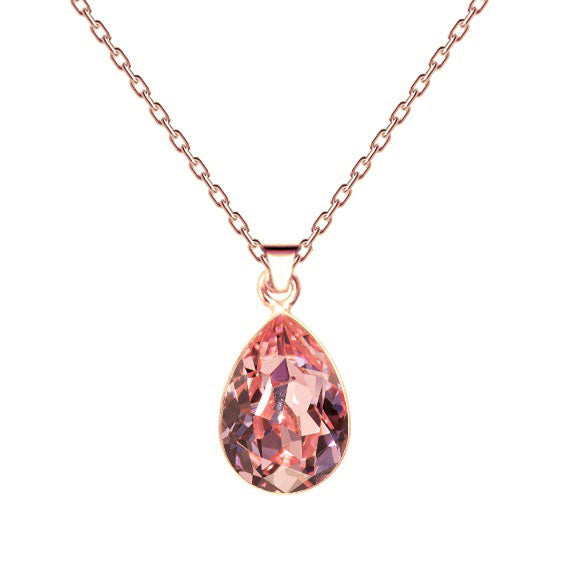 Klasiska Swarovski rosegold lāses kaklarota ar gaiši rozā kristālu