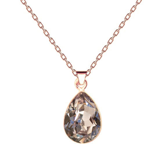 Klasiska Swarovski rosegold lāses kaklarota ar mauve kristālu