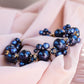 Dark blue jewelry set 'square studs and pearl bracelet'